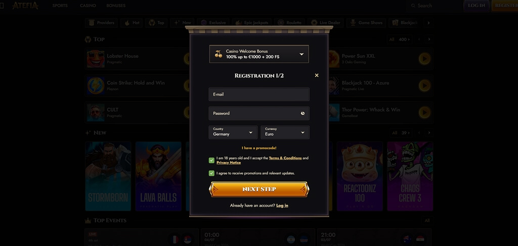 Atefia Casino Registration